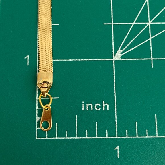 Vintage Gold Plated Flat Herringbone Bracelet 7-1/4" 14Kt Hamilton Yellow Gold - Picture 11 of 12